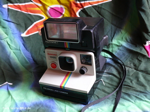 Polaroid 1000 mit Aufsteckblitz