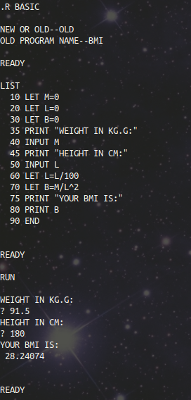 BASIC-Listing und Programmausführung auf PDP-8-Simulator